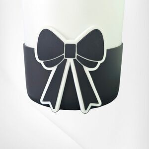 Black & White Jumbo Bow Silicone - Tumbler Boot - Fits 30oz-40oz Tumblers